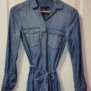 Chambray button down dress with tie